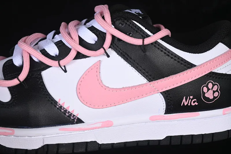 All categories Nk SB Dunk Series Nk SB Dunk Low High-end customized low-top sneakers Nike SB Dunk Low Cat claw black powder Deconstructed strap casual sneakers DD1503-101